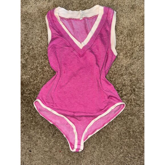 Size Small Free People Pink Nerdy Girl Body Suit - Picture 1 of 4